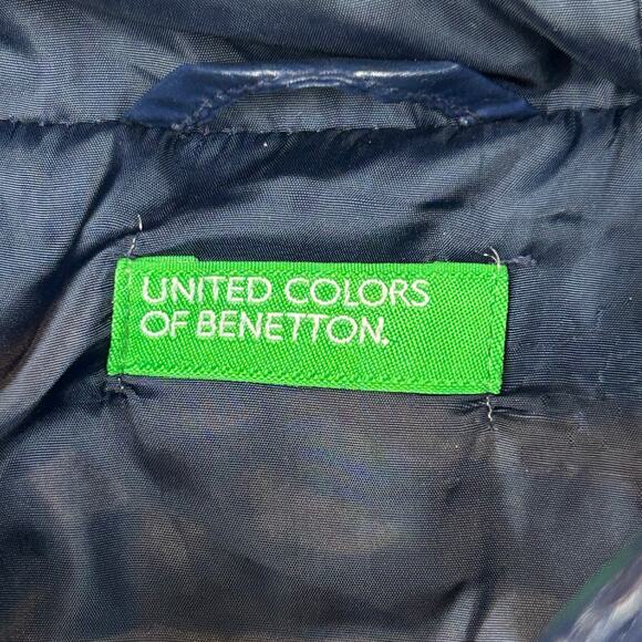 Benetton Puffer Vest Kids XL Age 10-11 Years Blue Hood Pockets United Colors - Picture 2 of 11